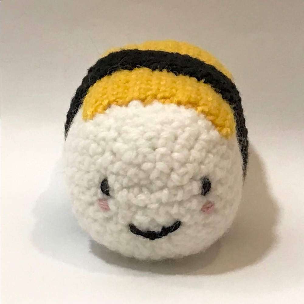 Handmade crochet dog toy with squeaker